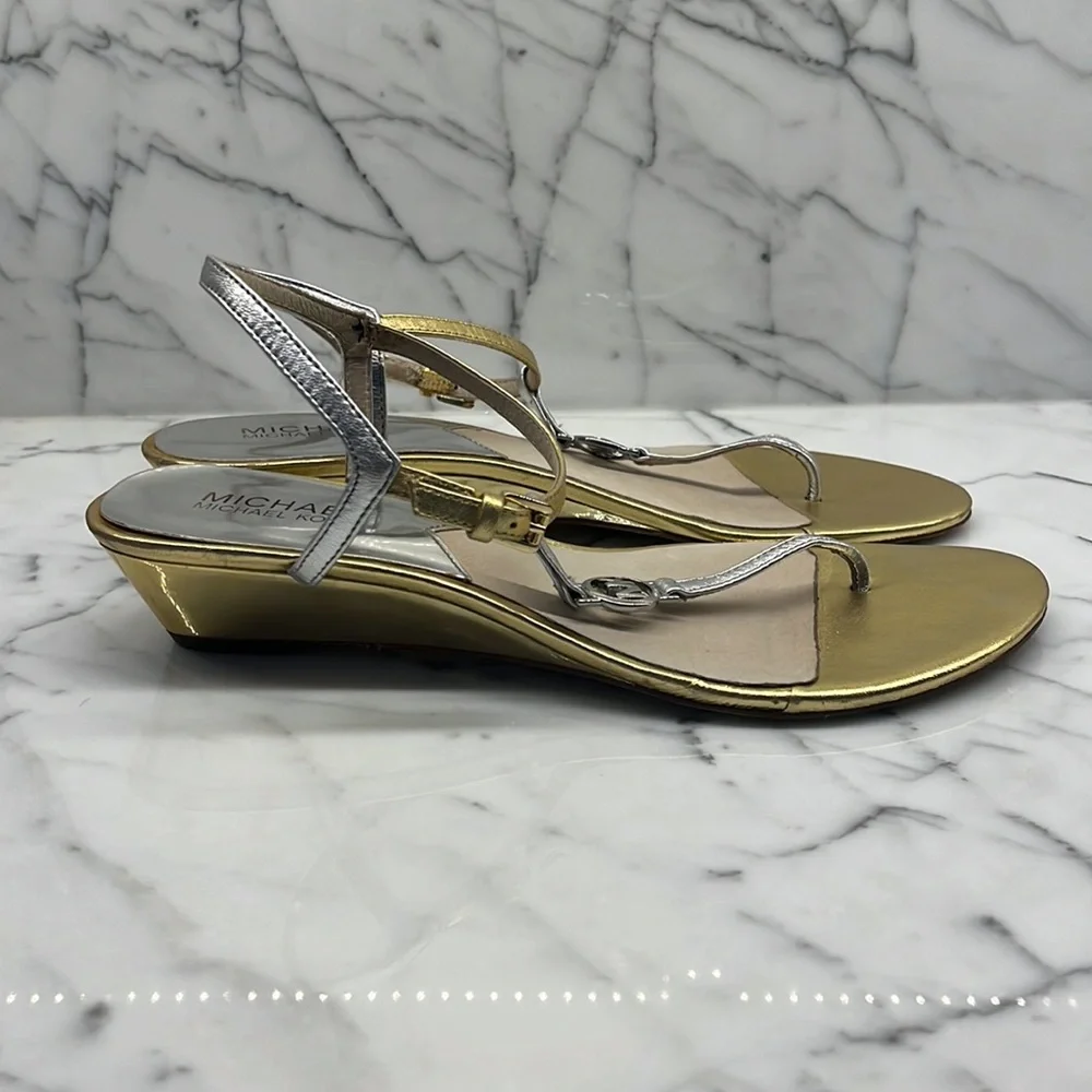 Michael Kors Gold and Silver Strappy Sandals - Picture 5 of 8